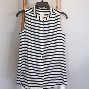 J. Crew Navy & White Striped Sleeveless Top